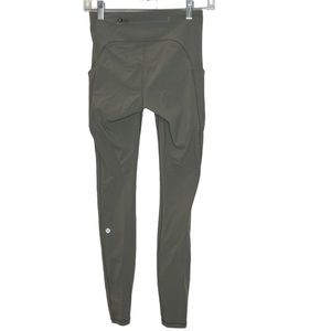Lululemon 4 speed up tight olive green with pockets